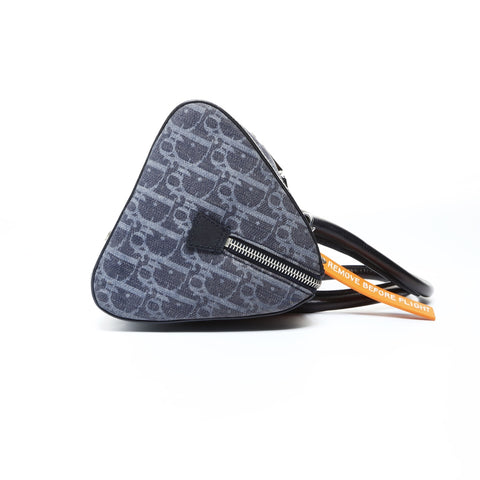 Christian Dior Trotter Boston Bag Denim Handbag Navy WS24812