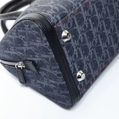 Christian Dior Trotter Boston Bag Denim Handbag Navy WS24812