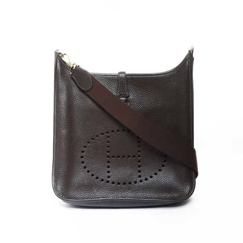 HERMES 2004 H stamp Evelyn 1 PM Shoulder Bag Brown WS24813