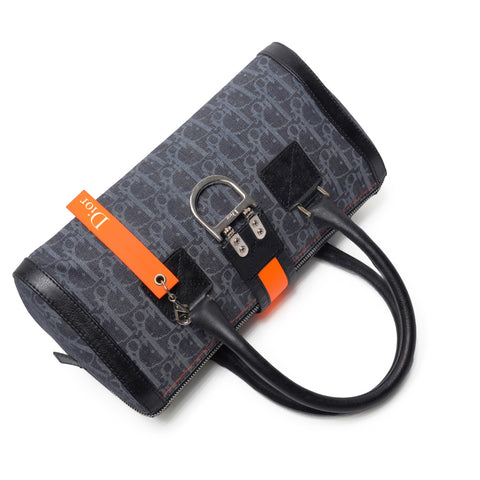 Christian Dior Trotter Boston Bag Denim Handbag Navy WS24816