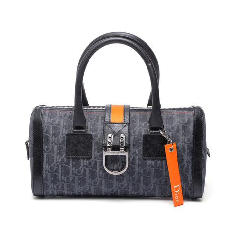 Christian Dior Trotter Boston Bag Denim Handbag Navy WS24816