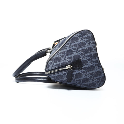 Christian Dior Trotter Boston Bag Denim Handbag Navy WS24816