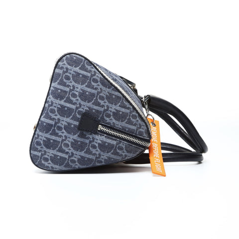 Christian Dior Trotter Boston Bag Denim Handbag Navy WS24816