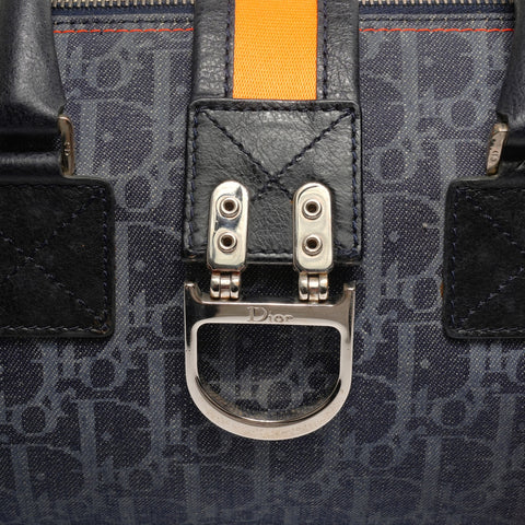Christian Dior Trotter Boston Bag Denim Handbag Navy WS24816