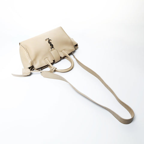 YVES SAINT LAURENT Downtown Cabas 2-way embossed leather Handbag beige WS24817