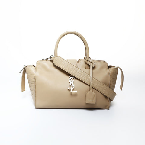 YVES SAINT LAURENT Downtown Cabas 2-way embossed leather Handbag beige WS24817