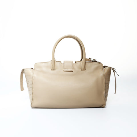 YVES SAINT LAURENT Downtown Cabas 2-way embossed leather Handbag beige WS24817