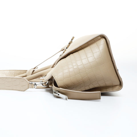 YVES SAINT LAURENT Downtown Cabas 2-way embossed leather Handbag beige WS24817