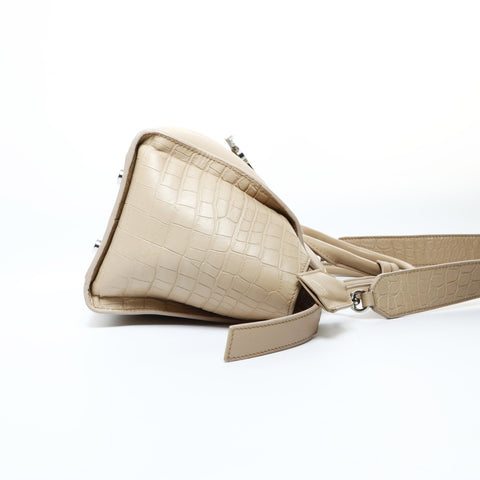 YVES SAINT LAURENT Downtown Cabas 2-way embossed leather Handbag beige WS24817