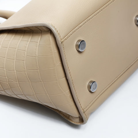 YVES SAINT LAURENT Downtown Cabas 2-way embossed leather Handbag beige WS24817