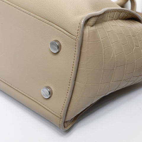 YVES SAINT LAURENT Downtown Cabas 2-way embossed leather Handbag beige WS24817