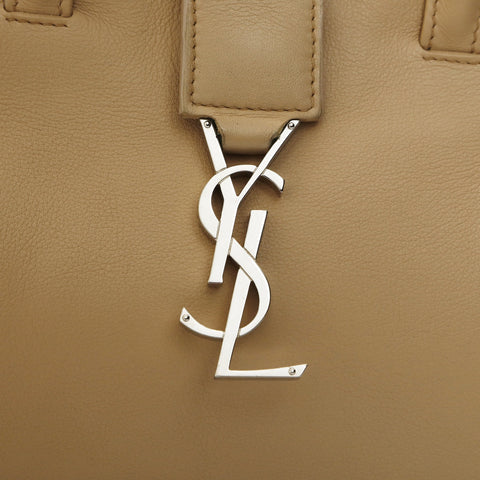 YVES SAINT LAURENT Downtown Cabas 2-Wege-geprägte Lederhandtasche beige WS24817