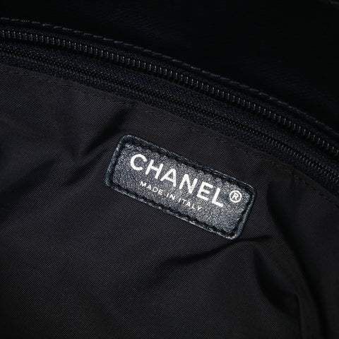 CHANEL No. 11 2006-2008 Paris Biarritz PM Tote Handbag black WS24820