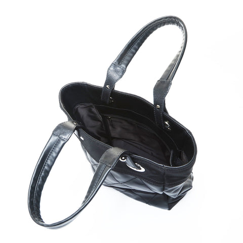 CHANEL No. 11 2006-2008 Paris Biarritz PM Tote Handbag black WS24820