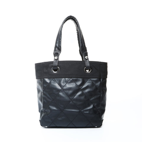 CHANEL No. 11 2006-2008 Paris Biarritz PM Tote Handbag black WS24820