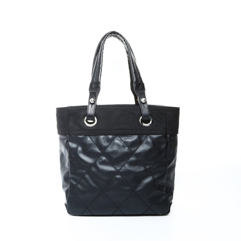 CHANEL No. 11 2006-2008 Paris Biarritz PM Tote Handbag black WS24820
