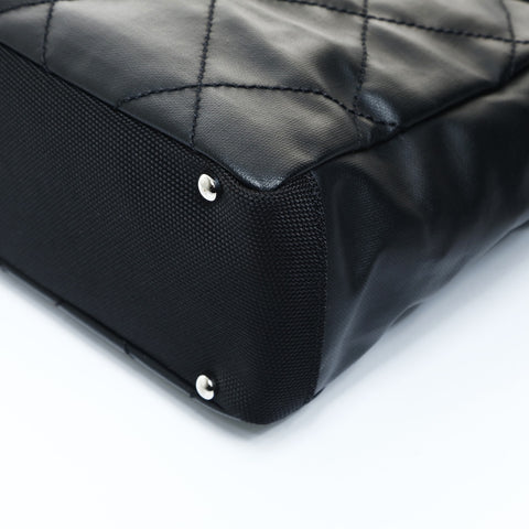 CHANEL No. 11 2006-2008 Paris Biarritz PM Tote Handbag black WS24820