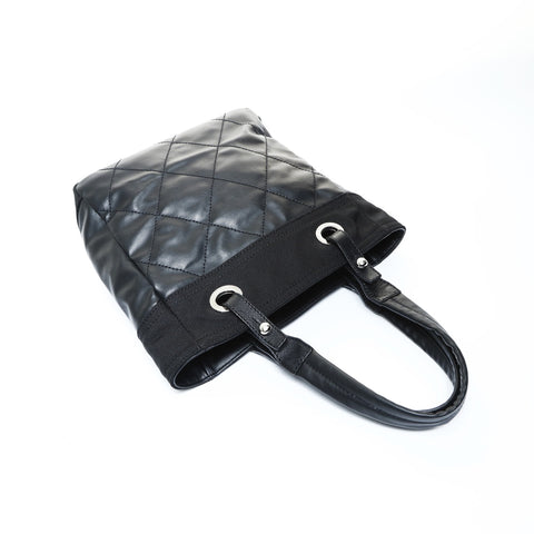 CHANEL No. 11 2006-2008 Paris Biarritz PM Tote Handbag black WS24820