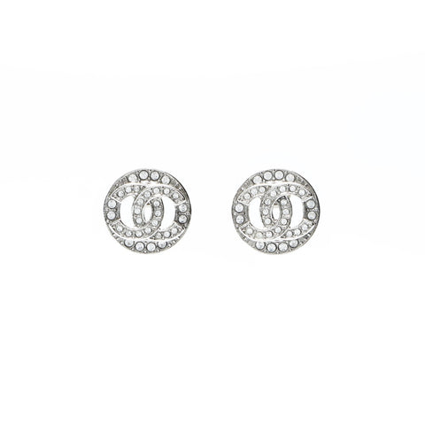 CHANEL B25S 2025 COCO Mark Round Rhinestone Pierce Silver WS24824