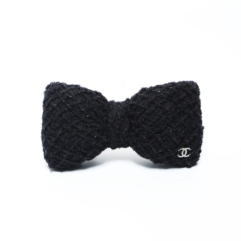 CHANEL 22A 2022 Wool Tweed Ribbon hair accessory black WS24825