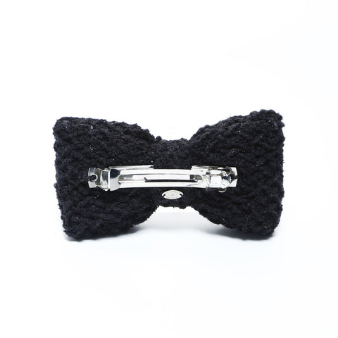 CHANEL 22A 2022 Wool Tweed Ribbon hair accessory black WS24825