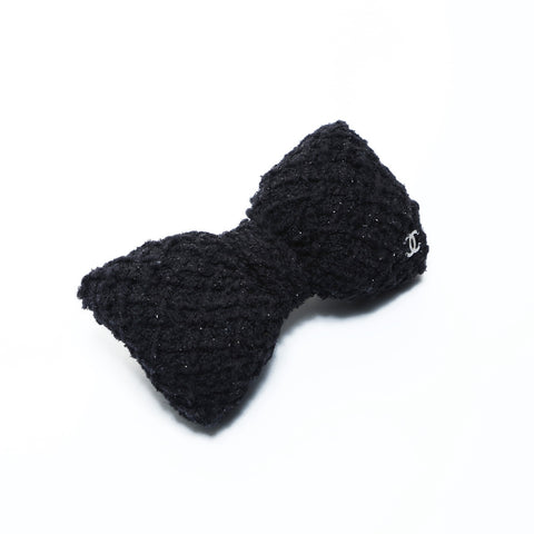 CHANEL 22A 2022 Wool Tweed Ribbon hair accessory black WS24825