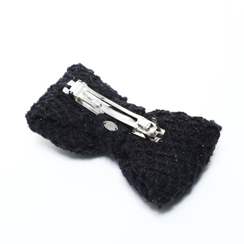 CHANEL 22A 2022 Wool Tweed Ribbon hair accessory black WS24825