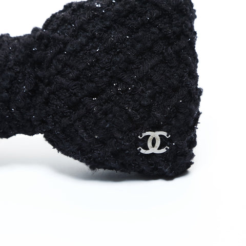CHANEL 22A 2022 Wool Tweed Ribbon hair accessory black WS24825