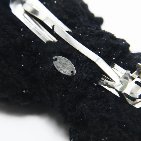 CHANEL 22A 2022 Wool Tweed Ribbon hair accessory black WS24825