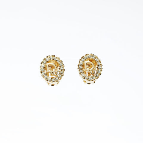 Christian Dior Logo rhinestone Earring gold WS24829