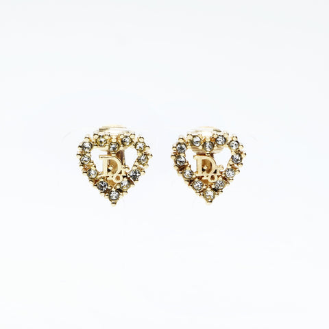Christian Dior Logo Rhinestone Heart Earring gold WS24830