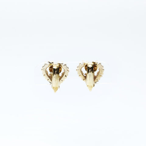 Christian Dior Logo Rhinestone Heart Earring gold WS24830