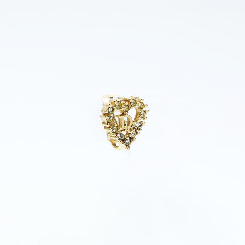 Christian Dior Logo Rhinestone Heart Earring gold WS24830