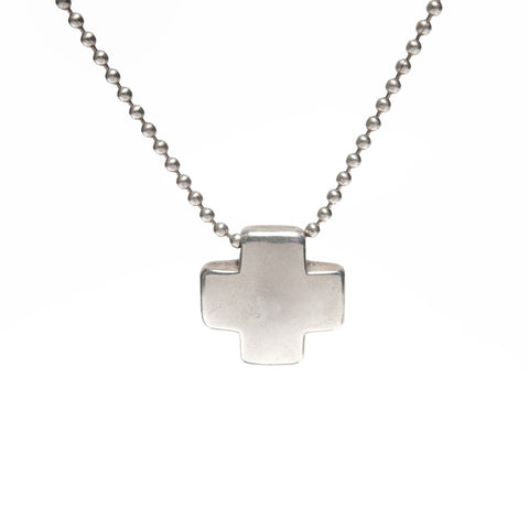 TIFFANY&Co. Cross Ball Chain 925 Necklace Silver WS24834