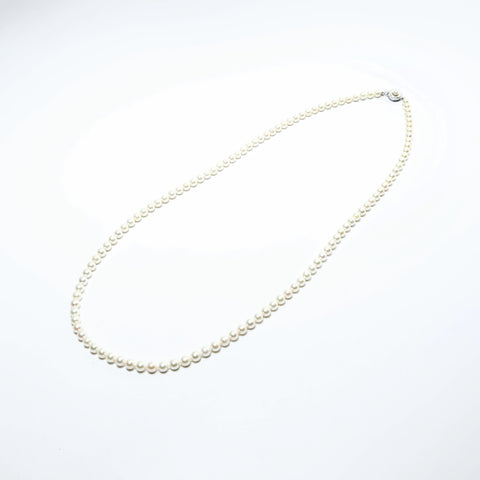 Pearl Long Silver around 0.2" Necklace white WS24837