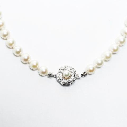 Pearl Long Silver around 0.2" Necklace white WS24837