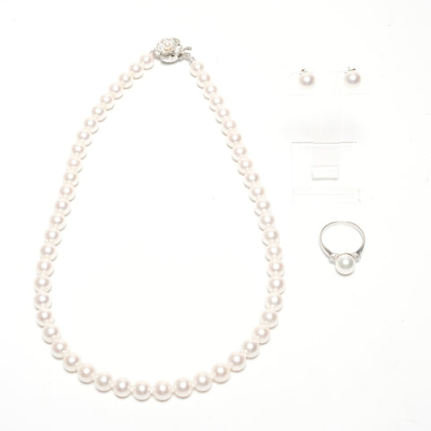 Bulk Sale Pearl Necklace Pierce Ring Pt900 K14WG Ring white WS24841