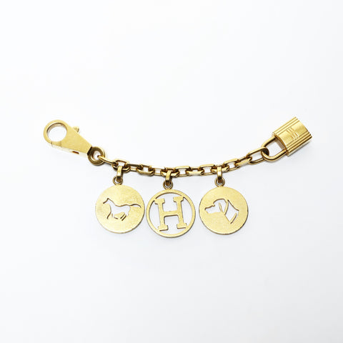 HERMES Amulet Bullock Chame key ring gold WS24845