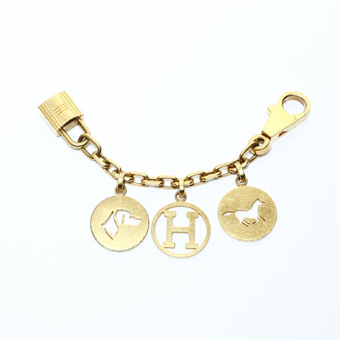 HERMES Amulet Bullock Chame key ring gold WS24845