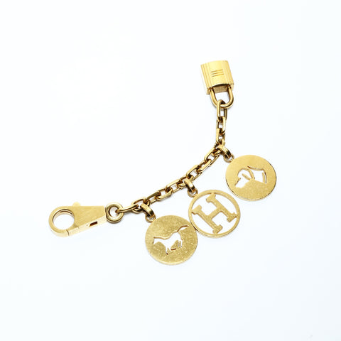 HERMES Amulet Bullock Chame key ring gold WS24845