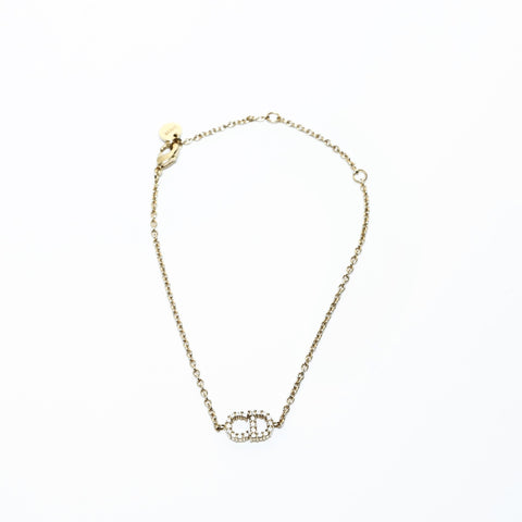 Christian Dior CD logo rhinestone bracelet gold WS24846