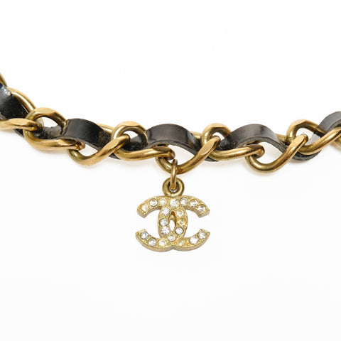 CHANEL 95P COCO Mark Rhinestone Chain Necklace gold WS24851