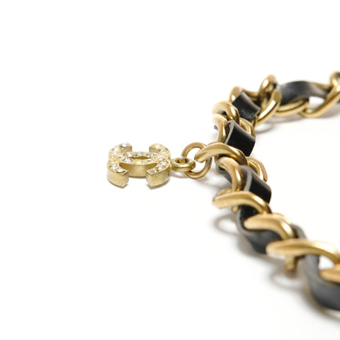 CHANEL 95P COCO Mark Rhinestone Chain Necklace gold WS24851