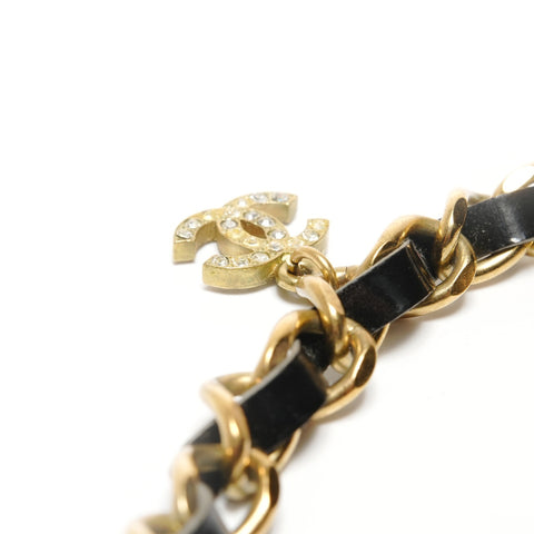 CHANEL 95P COCO Mark Rhinestone Chain Necklace gold WS24851