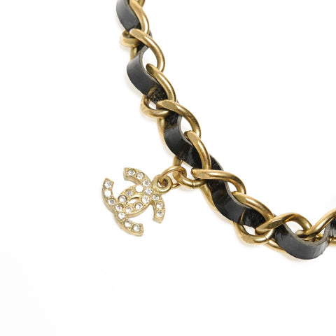 CHANEL 95P COCO Mark Rhinestone Chain Necklace gold WS24851