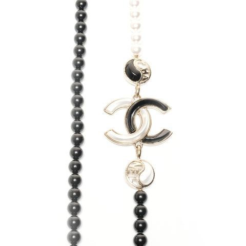 CHANEL A23C COCO Mark Pearl 2023 Necklace black WS24852