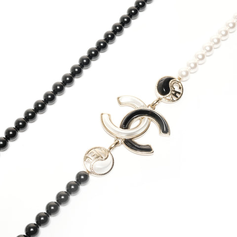 CHANEL A23C COCO Mark Pearl 2023 Necklace black WS24852