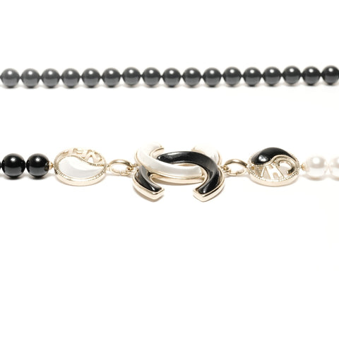 CHANEL A23C COCO Mark Pearl 2023 Necklace black WS24852