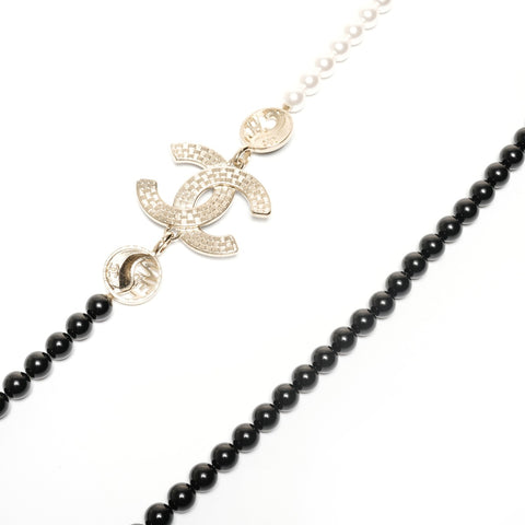 CHANEL A23C COCO Mark Pearl 2023 Necklace black WS24852