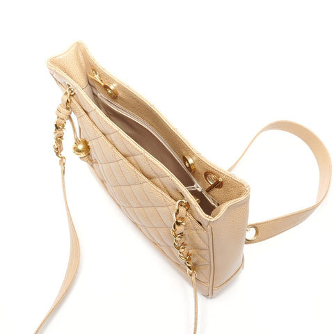 CHANEL No. 2 1991-1994 鱼子酱马特拉塞手提包链条单肩包米色 WS24865